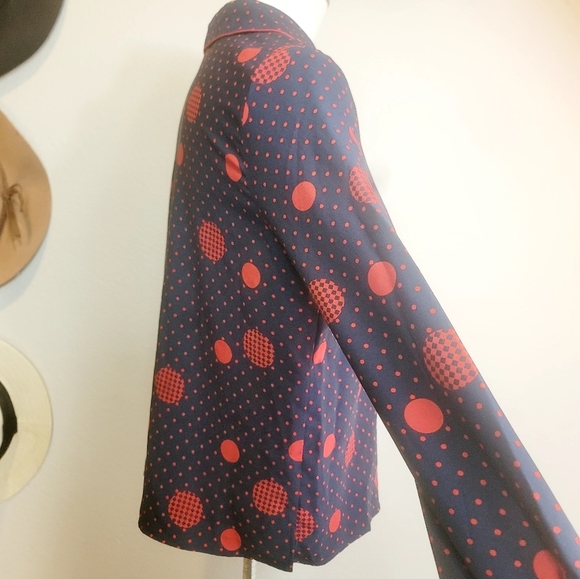 1901 GEOMETRIC PATTERN NOTCHED COLLAR BUTTON-UP LONG SLEEVE WOMEN'S SHIRT SMALL - Picture 11 of 16